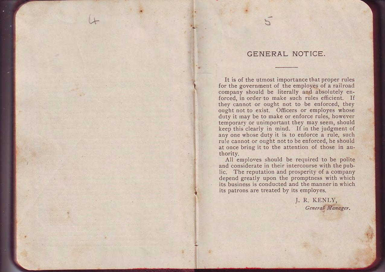 General Notice page of the A&Y Rule Book 1899