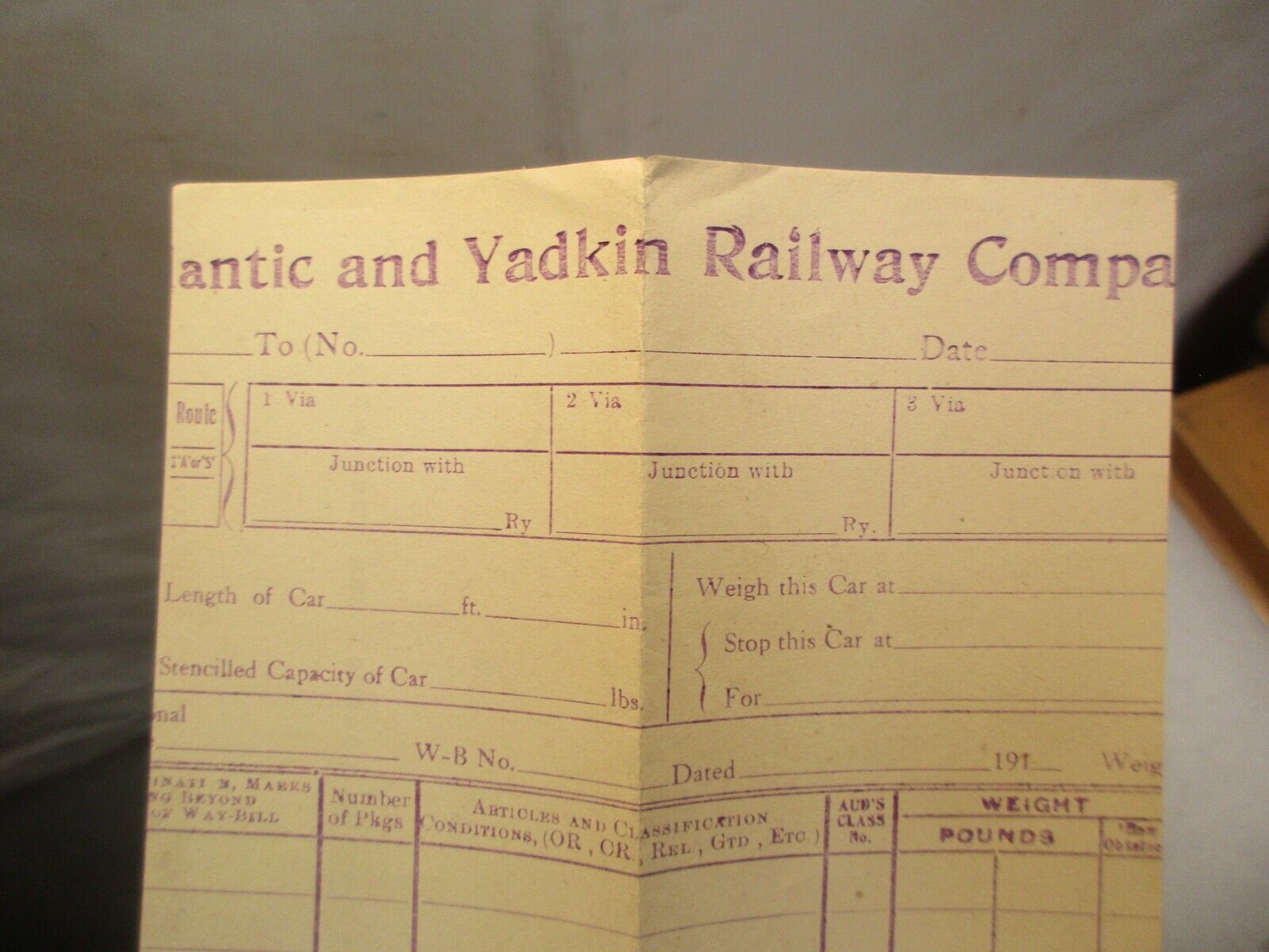 A&Y car routing record ca. 1922, image 2 of 5
