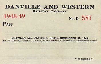 D&W 1948&ndash;49 passenger ticket